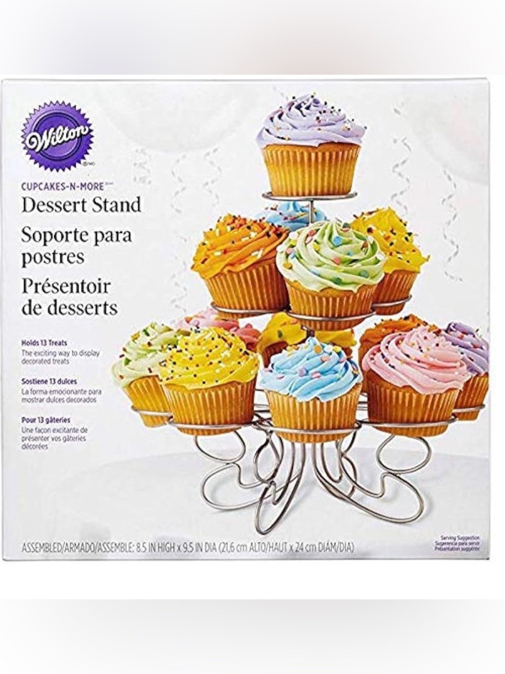Wilton Silver Spiral Swirl Metal 3 Tier 13 Cupcake & More Dessert Display Stand